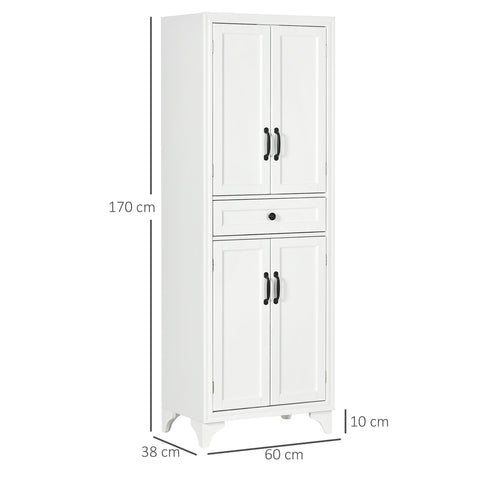 Rootz Tall Cabinet Kitchen Furniture - Storage Cupboard - Modern Kitchen Unit - Height Adjustable Shelf - 60L x 38D x 170H cm