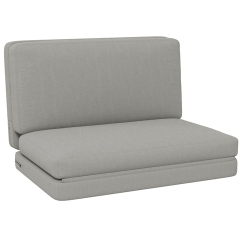 Rootz 2-in-1 Folding Recliner - Guest Mattress - Space-Saving Sofa - Thick Padding - 120x80x75cm & 120x275x10cm, Light Grey Velvet