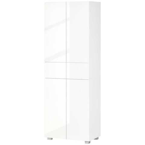 Rootz Kitchen Cabinet Storage Buffet - Pantry Cabinet - Sideboard - Adjustable Shelves - 60W x 35D x 170H cm White Lacquer