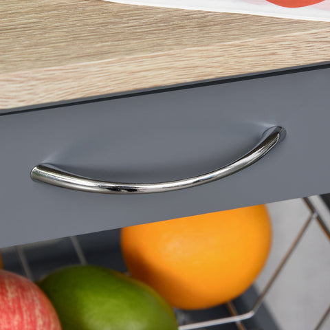 Rootz Serving Trolley Kitchen Island - Rolling Cart - Kitchen Helper - Extra Storage - 37W x 37D x 82H cm