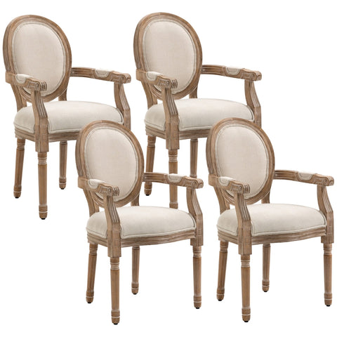 Rootz Victorian Dining Chair Set - Elegant Chairs - Antique Design Chairs - Soft Padding Comfort - 56L x 54W x 96H cm