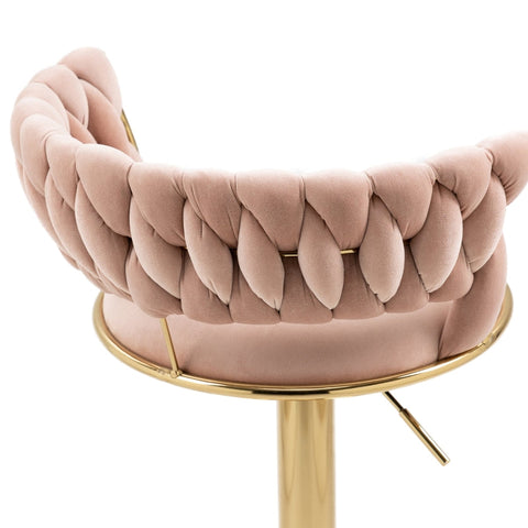 Rootz Adjustable Bar Stools - Velvet Bar Chairs - Swivel Stools - Ergonomic Comfort - 54cm x 48cm x 78cm