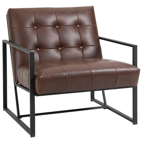 Rootz Chesterfield Lounge Chair - Relaxation Chair - Ergonomic Seat - Faux Leather - 75cm x 81cm x 78cm - Maximum Comfort
