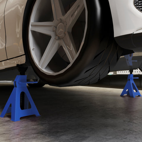 Rootz 3 Ton Load-Bearing Support Stands - Car Jack Stands - Adjustable Vehicle Supports - Carbon Steel - 27cm x 24cm x 38.5-60cm