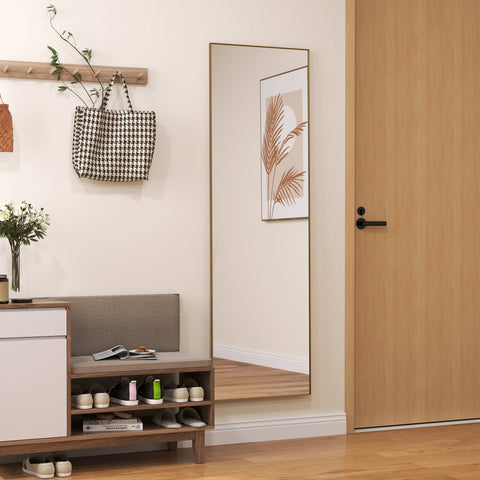 Rootz Full-Body Mirror - Standing Mirror - Floor Mirror - Precise Reflections - 50x160cm Gold Frame