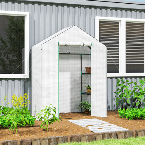 Rootz Walk-In Greenhouse with Shelves - Mini-Greenhouse - UV-Resistant - Optimal Ventilation - 143l x 74b x 190h cm