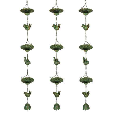 Rootz 3er Set Rain Chain - Drain Chain - Rainflow Chain - Corrosion-Resistant - 123cm x Ø12cm for Easy Garden Decoration