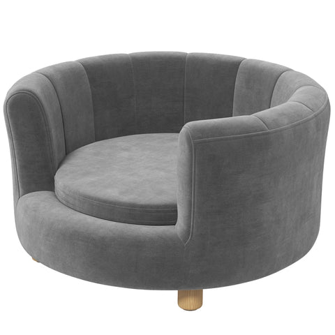 Rootz Pet Sofa Bed - Dog Couch - Small Dog and Cat Bed - Flannel Soft Cover - Wooden Legs - Moisture-proof - Removable Washable Cover - Gray - 65cm x 64cm x 37cm