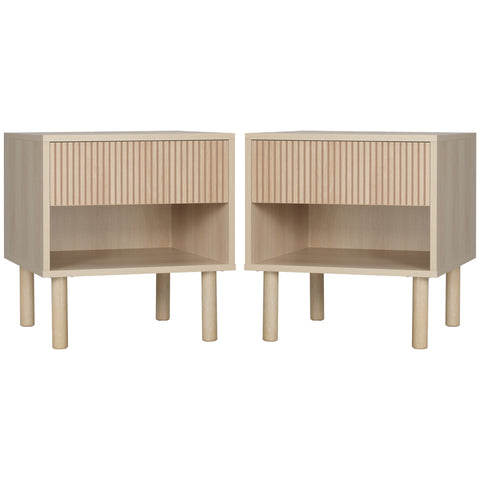 Rootz 2 Piece Set Bedside Tables - Side Tables - Nightstands - Brown- Modern Style - 47 x 47 x 50 cm