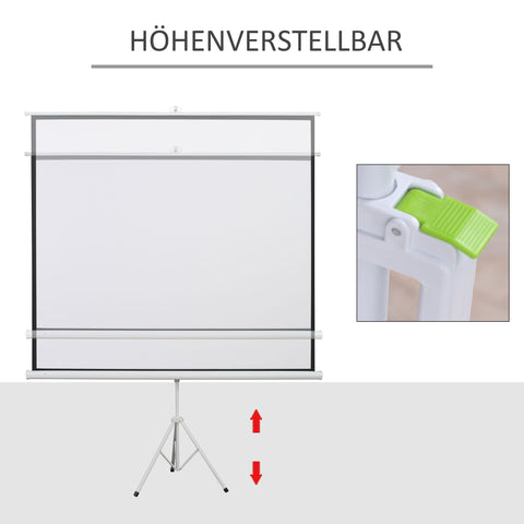 Rootz Projection Screen - Cinema Screen - Presentation Display - Adjustable Height - 203cm x 152cm