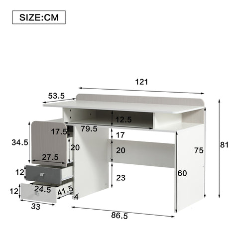 Rootz Multifunction Desk - Teen Study Desk - Youth Desk - Ample Storage - 121x53.5x81cm