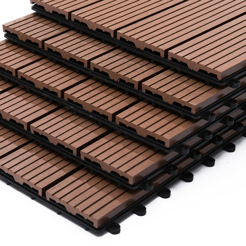 Rootz 11 Piece Set Garden Tiles - Pool Tiles - Outdoor Tiles - Non-Slip & Weatherproof - HDPE - 30cm x 30cm x 2.2cm