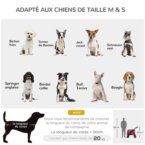 Rootz Dog Stroller - Pet Carrier - Cat Buggy - Collapsible & Portable - Red - 102cm x 62cm x 105cm - Easy Transport