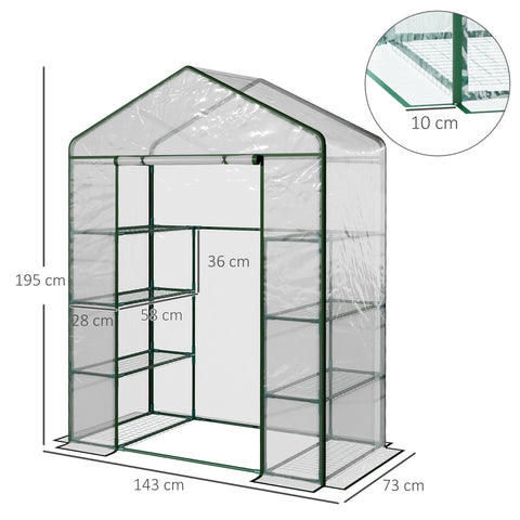 Rootz Vertical Garden Greenhouse - Terrace Greenhouse - Plant Shelter - 8 Shelves - PVC Cover 143x73x195cm