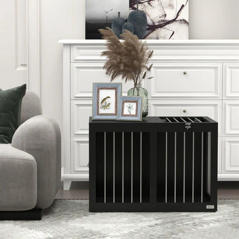 Rootz Hondenkooi - Hondentransportbox - 2 Deuren - Afsluitbaar - Staalgaas - Zwart - 80 cm x 50 cm x 56,5 cm