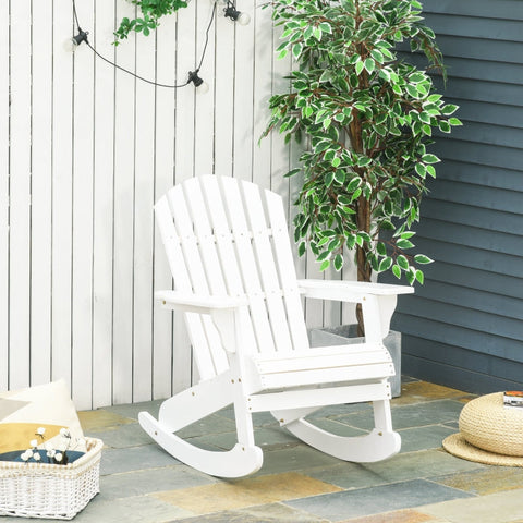 Rootz Adirondack Garden Rocking Chair - Porch Rocker - Balcony Rocking Chair - Rocking Comfort - Weather-Resistant Fir Wood - 77cm x 94cm x 97cm