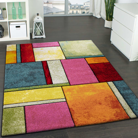Vibrant Short Pile Rug – Durable, Easy Clean – Modern 3D Diamond Pattern
