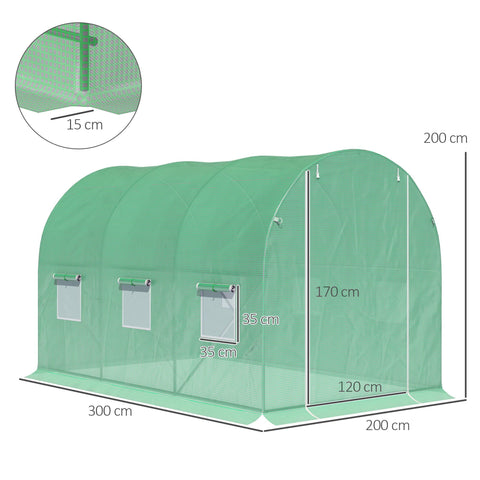 Rootz Greenhouse Tunnel - Garden Shelter - Plant Protection - UV-Resistant Frame - 3L x 2W x 2H m