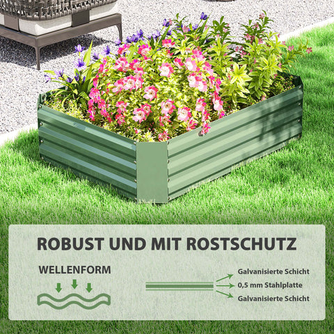 Rootz Raised Garden Bed - Plant Box - Flower Box - Galvanized Steel - Rust Protection - 120cm x 90cm x 30cm - Green