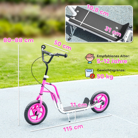 Rootz Children's Pink Scooter - Kids Kick Scooter - Adjustable Handlebar Scooter - Safe Handbrake - 80-88h x 50w x 31L cm