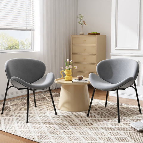 Rootz 2 Piece Velvet Dining Chair Set - Lounge Chairs - Velvet Seating - Luxurious Comfort - 68L x 58W x 72H cm