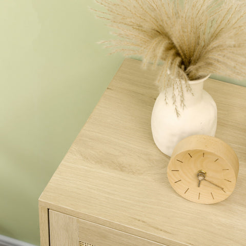 Rootz Bohemian Style Sideboard - Rattan Cabinet - Woven Storage - Adjustable Shelf - 80cm x 40cm x 80cm Natural