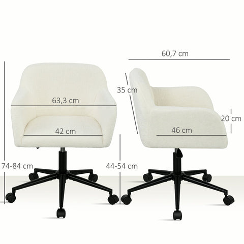 Rootz Rotatable Office Chair - Desk Chair - Swivel Seat - Height Adjustable - 63.3cm x 60.7cm x 74-84cm White