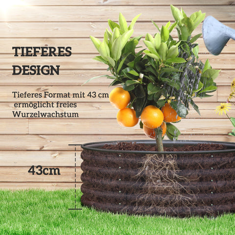 Rootz Raised Bed Galvanized Planters - Planting Box with Safety Edge - Durable Open Floor Design - 120 x 120 x 43 cm