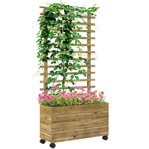 Rootz Planter with Trellis - Raised Bed - Mobile Flower Box - Weatherproof - 76cm x 30cm x 155cm