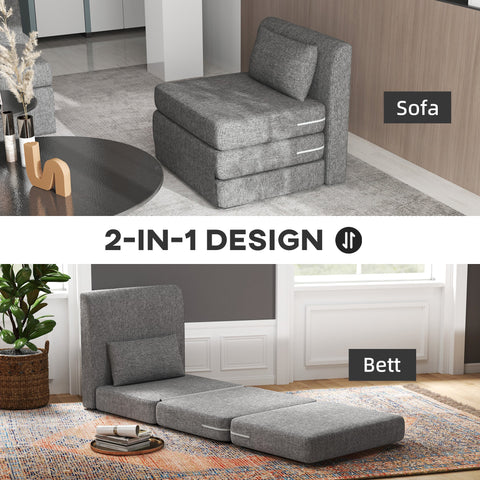 Rootz Sofa Bed - Guest Mattress - Tri-fold Chair - Compact and Versatile - Metal Frame - 80x75x74 cm - Grey