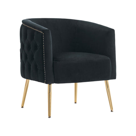 Rootz Black Metal Leg Chair - Armchair - Lounge Chair - High Density Foam - 65.27L x 64.77W x 73.66H cm