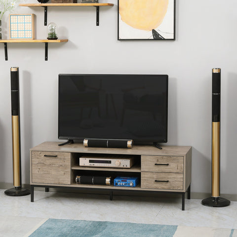 Rootz TV Cabinet - Entertainment Stand - Media Console - Elegant Design - 132 x 39 x 45.5 cm Black,  Brown