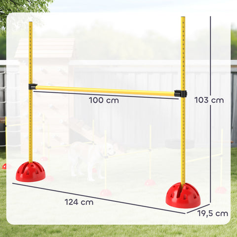 Rootz 4-Part Dog Agility Set - Jumping Training - Obedience Training - Enhances Mobility - 124cm x 19.5cm x 103cm