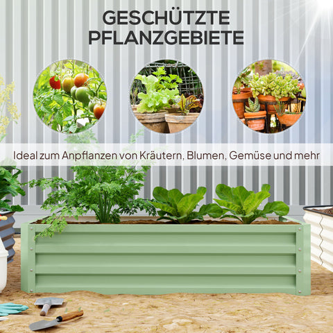 Rootz Raised Bed Plant Box - Garden Planter - Weather-Resistant Galvanized Steel - Open Floor for Drainage - 120cm x 60cm x 30.5cm - Green