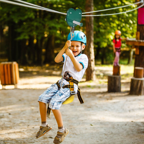 Rootz Kids Rope Slide Kit - Children's Zipline - Playground Set - Sensory Balance - Adjustable Rope 110-140cm - 80kg Capacity