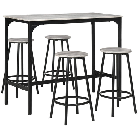 Rootz 5-Piece Bar Table Set - Industrial Dining Set - Compact Bar Furniture - Space-Saving Design - 110cm x 50cm x 89.5cm Table