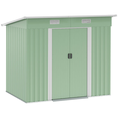 Rootz Equipment Shed - Garden Storage - Metal Device House - Outdoor Organizer - 2.3 m² - 207 x 130 x 182 cm - Green