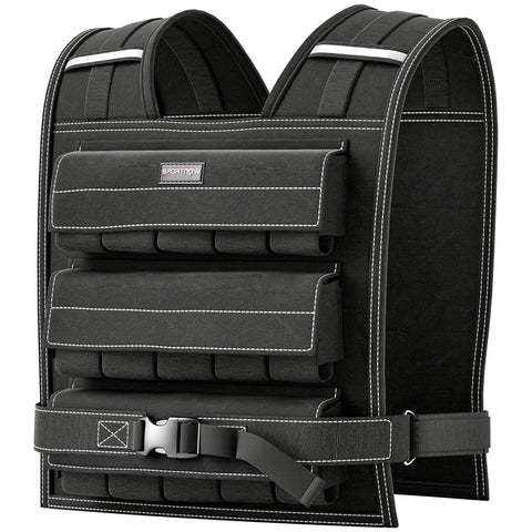 Rootz 15kg Adjustable Weighted Vest - Training Vest - Weight Vest with Straps - Even Weight Distribution - 50L x 40W cm