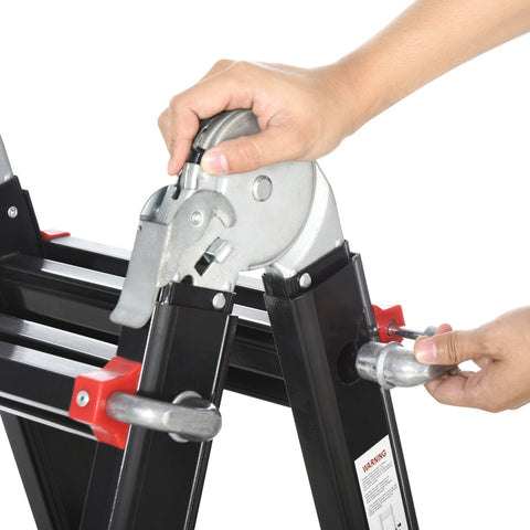 Rootz Telescopic Ladder - Extension Step Ladder - Folding Climb Ladder - Non-Slip, Lightweight, 150kg Capacity, 232-401x46x11 cm, Black+Red **(149 characters)**