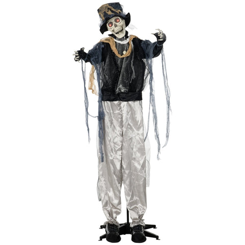 Rootz Halloween Ghost Decoration - Spooky Halloween Prop - Haunted House Decor - Motion Sensor - Sound Effects - LED Lights - 60cm x 16cm x 170cm - Polyester, PE, Plastic, Steel