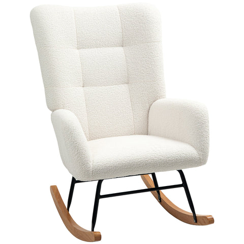 Rootz Rocking Chair - Cozy Cover - Thick Padding - Non-Slip - 70 x 94 x 100cm -  White
