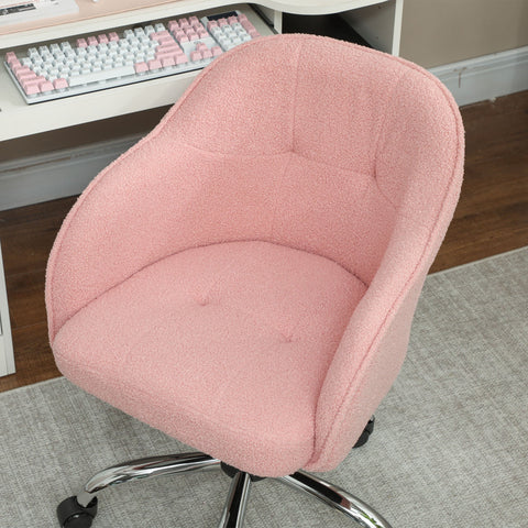 Rootz Ergonomic Home Office Chair - Desk Chair - Swivel Chair - Adjustable - 56cm x 61cm x 76-86cm - Pink Teddy-Texture