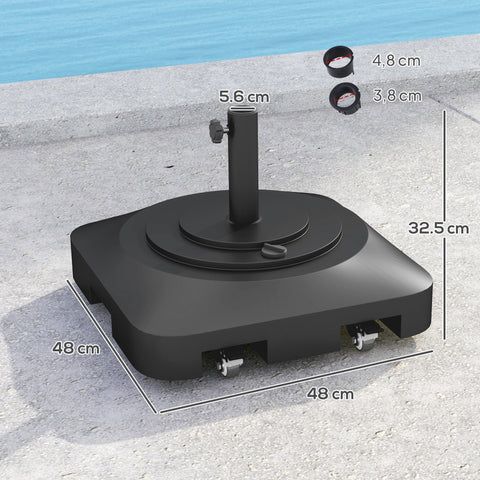 Rootz Garden Umbrella Stand - Parasol Base - Fillable Stand - Stability & Mobility - 48cm x 48cm x 32.5cm