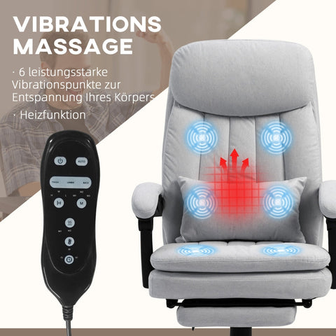 Rootz Massage Office Chair - Heat Function - Adjustable Backrest - Ergonomic Design - Microfiber - 66cm x 67cm x 118cm