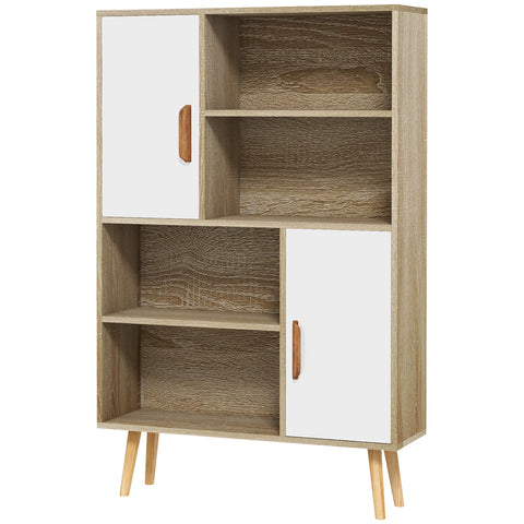 Rootz Scandinavian Bookshelf - Storage Shelf - Book Organizer - Nordic Design - 80L x 24B x 123H cm - Solid Pine Inclined Feet