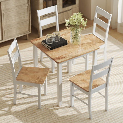 Rootz 2 Piece Set Kitchen Chairs - Dining Seats - White and Brown Seating - Ergonomic Back Support - 40b x 50.5th x 88.5H cm