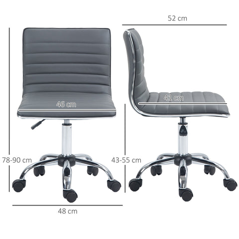 Rootz Swivel Chair - Office Chair - Salon Seat - Height Adjustable 43-55 cm - Faux Leather Comfort - 48L x 52W x 78-90H cm