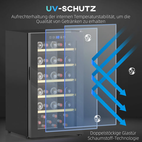 Rootz Wine Refrigerator - Beverage Fridge - Wine Cooler - LED Display - 45.1x53.8x79.8cm - 41 Bottle Capacity