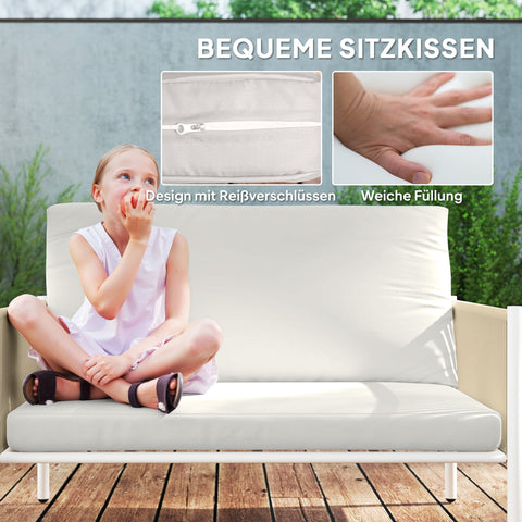 Rootz Poly Rattan Garden Furniture Set - Outdoor Lounge - Patio Sofa Set - Comfortable Seating - 116cm x 68cm x 82cm