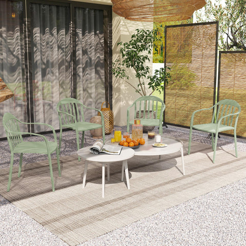 Rootz 4-Piece Garden Chair Set - Outdoor Stacking Chairs - Weatherproof Armchair - UV Resistant - 57cm x 54cm x 78cm